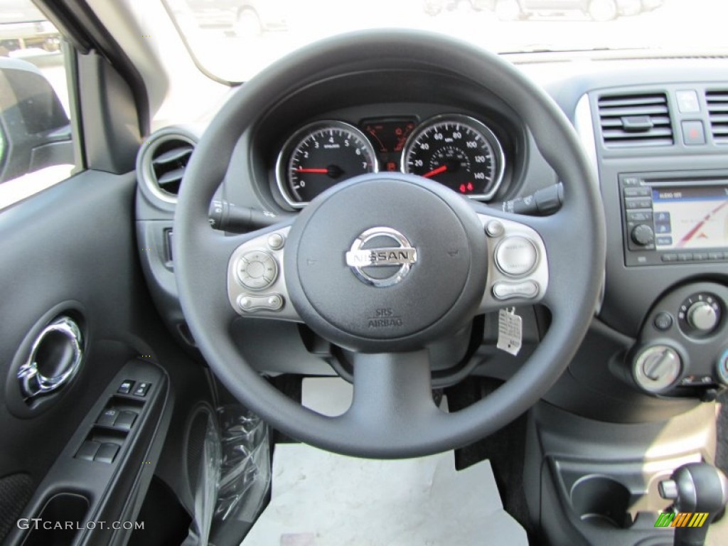 2012 Nissan Versa 1.6 SL Sedan Charcoal Steering Wheel Photo #53803681