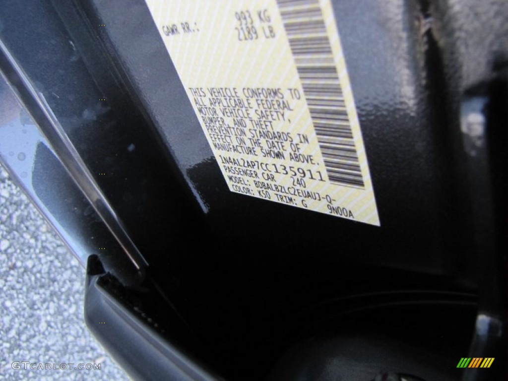 2012 Altima Color Code K50 for Dark Slate Photo #53804617