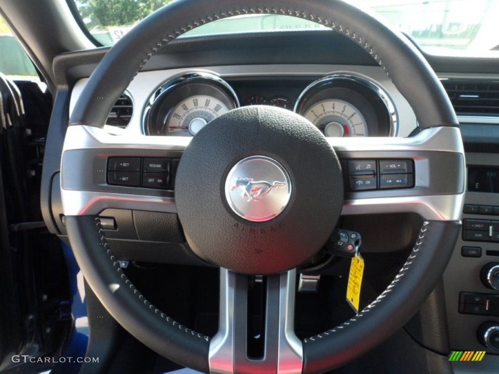 2010 Ford Mustang GT Premium Coupe Charcoal Black Steering Wheel Photo #53809252