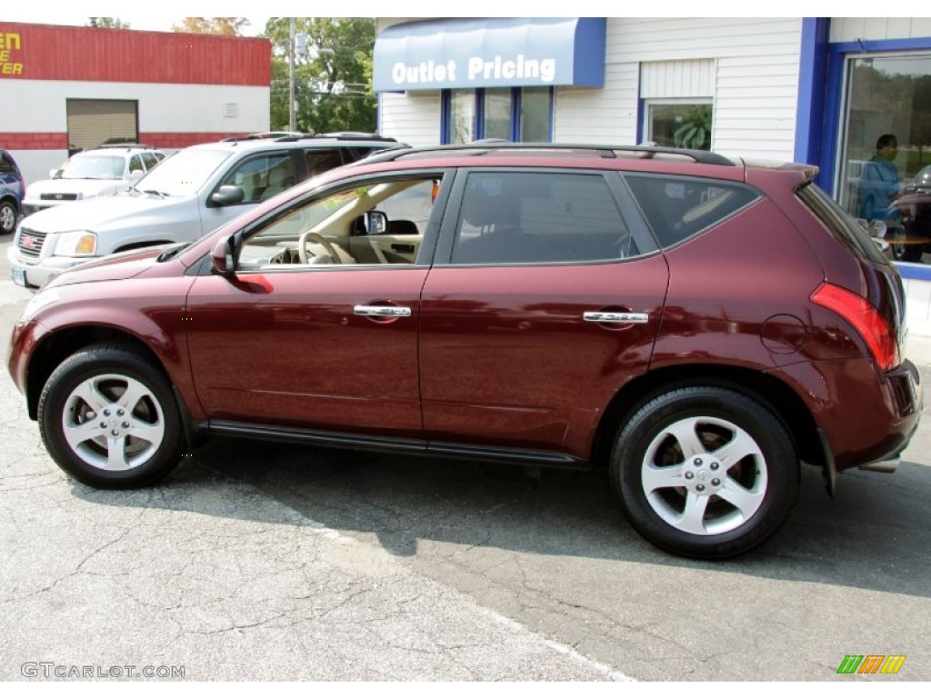 2005 Murano SL AWD - Merlot Metallic / Cafe Latte photo #10