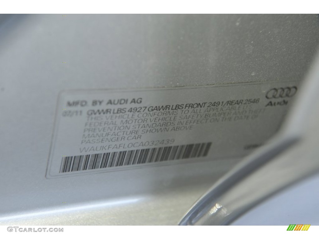 2012 Audi A4 2.0T quattro Sedan Info Tag Photo #53814778