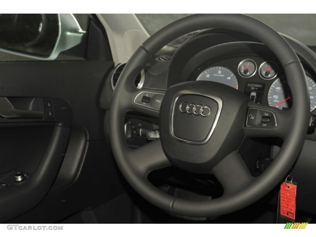 2012 Audi A3 2.0 TDI Black Steering Wheel Photo #53814940