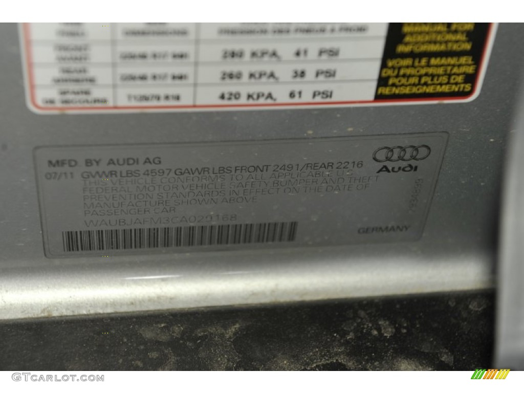 2012 Audi A3 2.0 TDI Info Tag Photo #53815015
