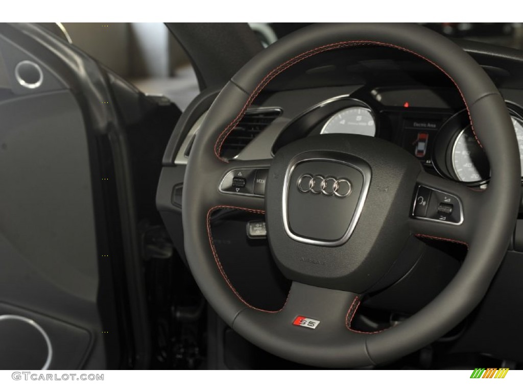 2012 Audi S5 4.2 FSI quattro Coupe Magma Red Steering Wheel Photo #53815841