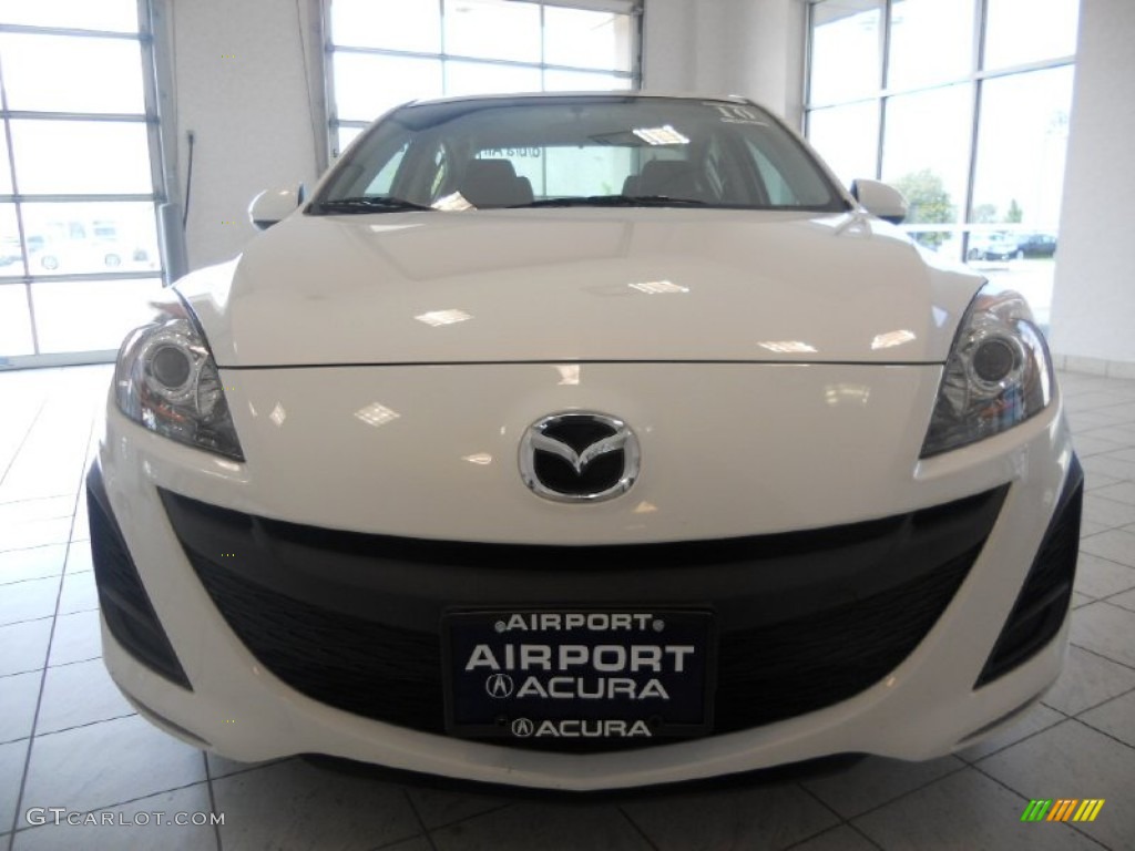 2010 MAZDA3 i SV 4 Door - Crystal White Pearl Mica / Black photo #2