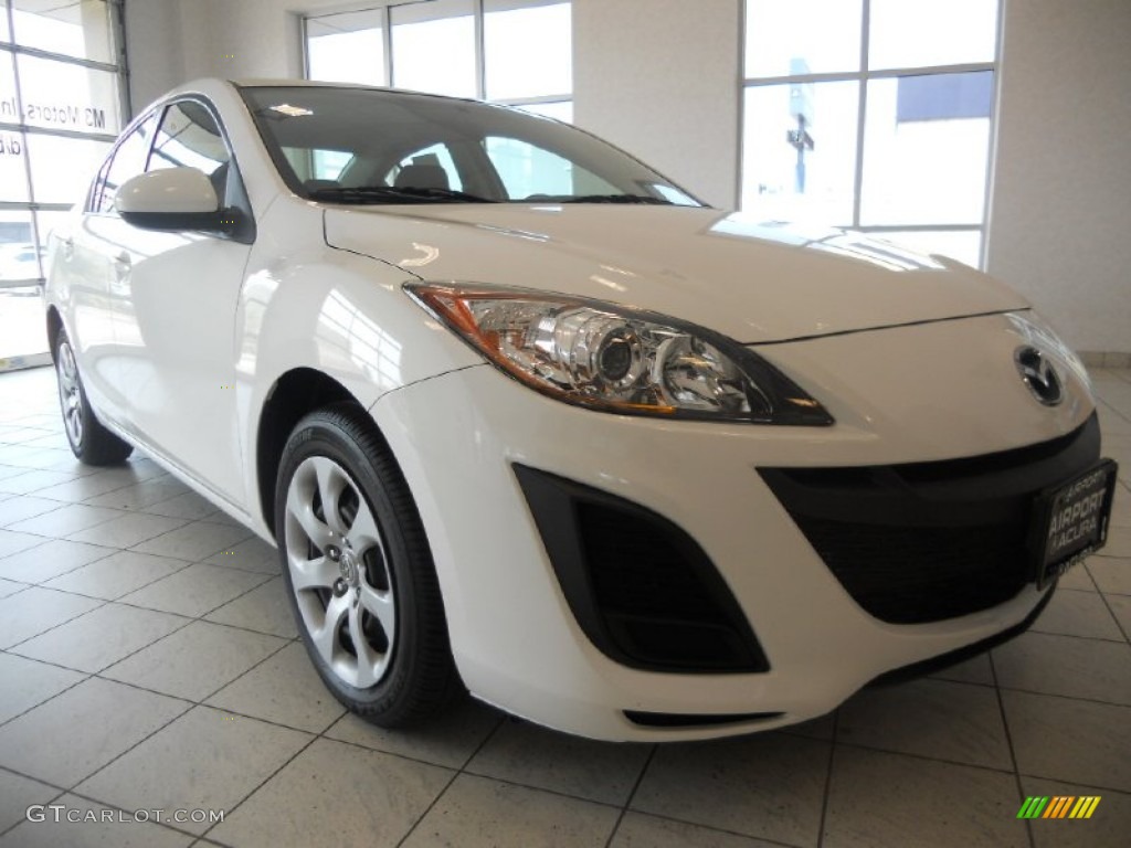 2010 MAZDA3 i SV 4 Door - Crystal White Pearl Mica / Black photo #3