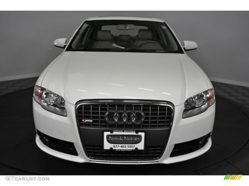 2008 A4 2.0T quattro S-Line Sedan - Ibis White / Beige photo #9