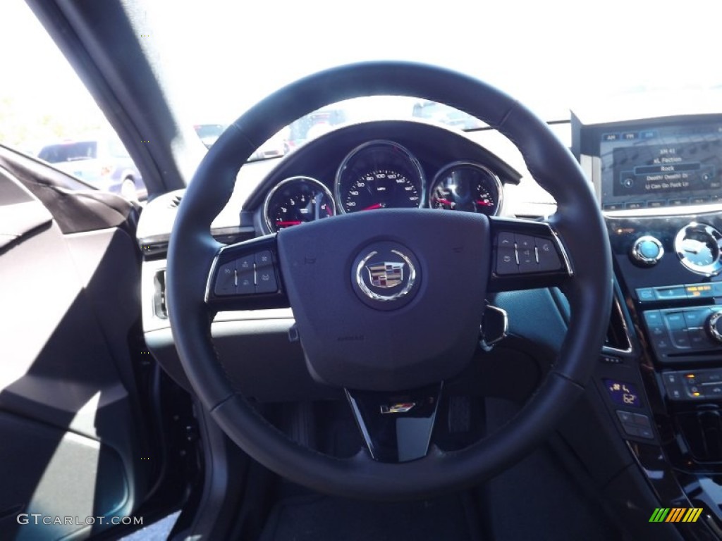 2011 Cadillac CTS -V Coupe Ebony Steering Wheel Photo #53822357