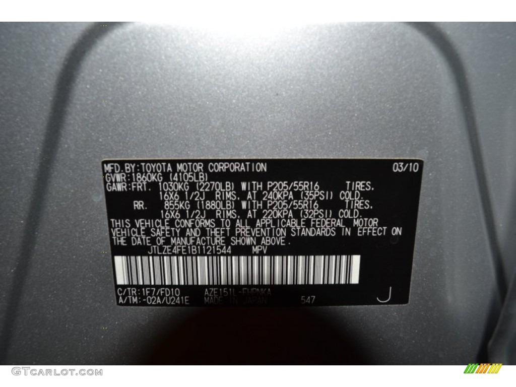 2011 xB Color Code 1F7 for Classic Silver Metallic Photo #53823037