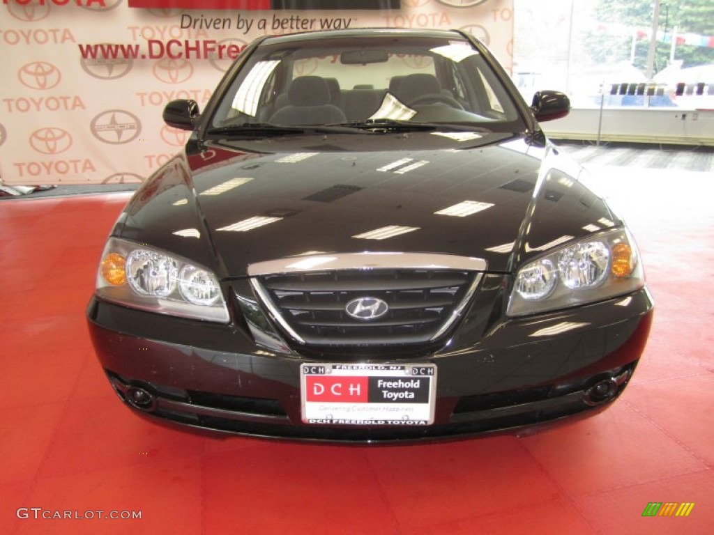 2006 Elantra GLS Sedan - Ebony Black / Gray photo #2