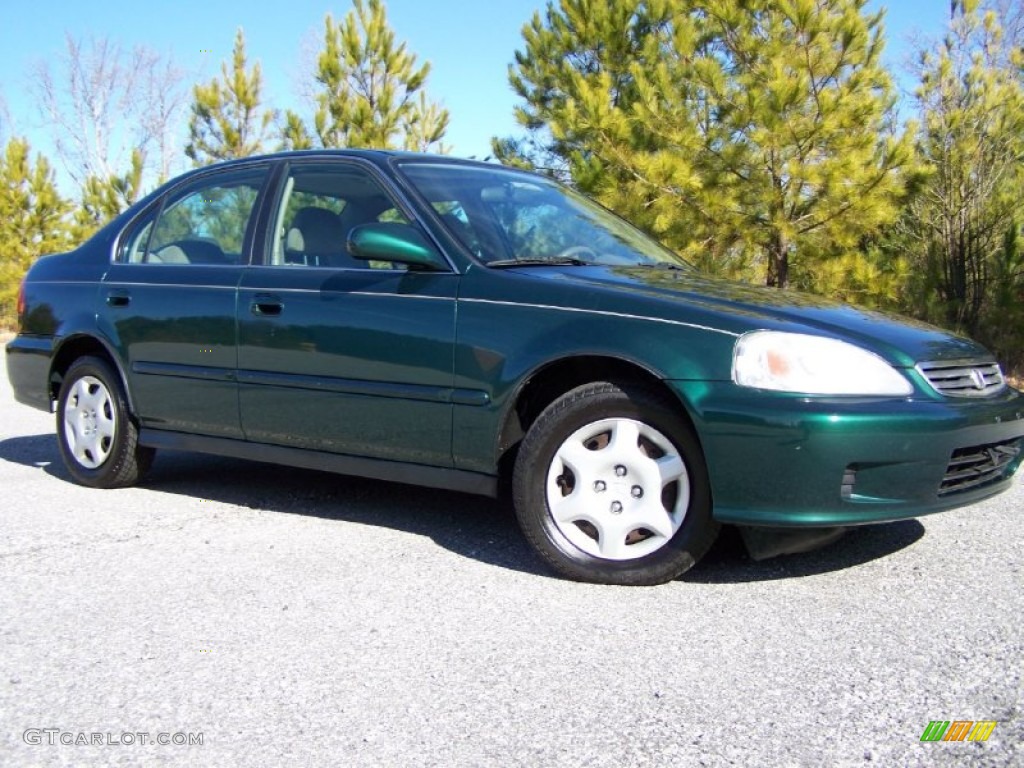 2000 Civic EX Sedan - Clover Green Pearl / Beige photo #40