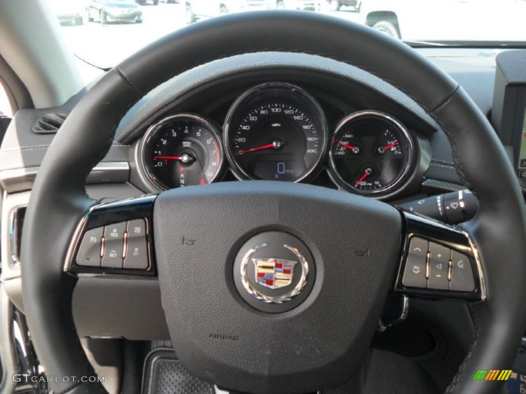 2012 Cadillac CTS -V Sedan Ebony/Ebony Steering Wheel Photo #53834317
