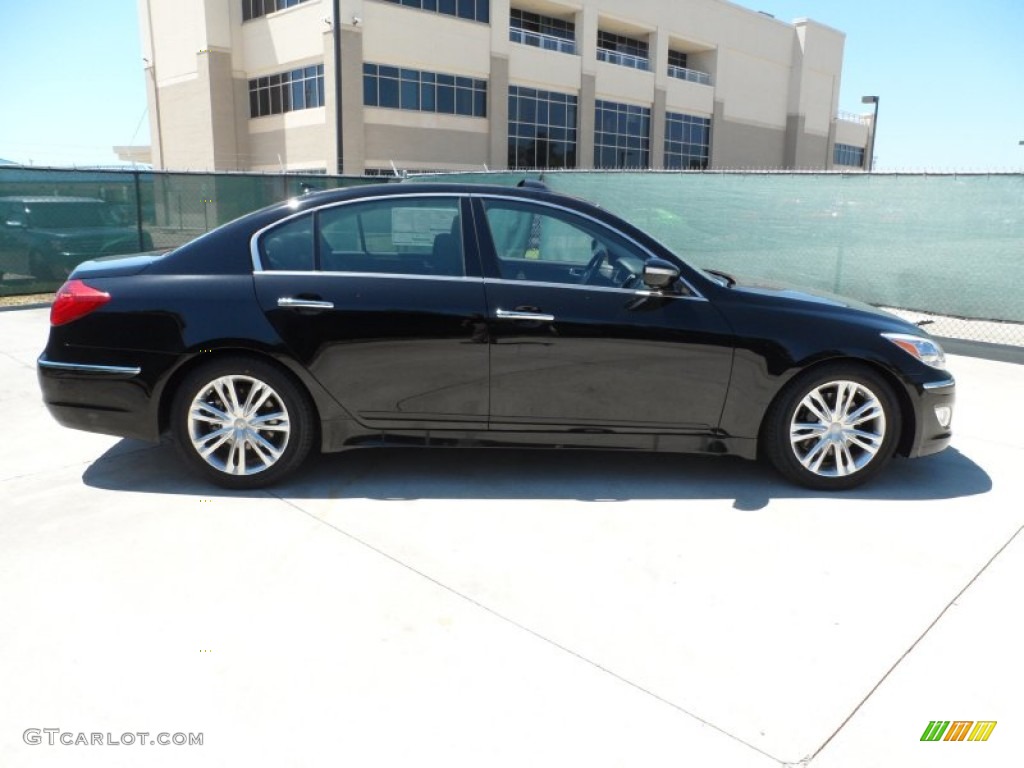 Black Noir Pearl 2012 Hyundai Genesis 3.8 Sedan Exterior Photo #53835793