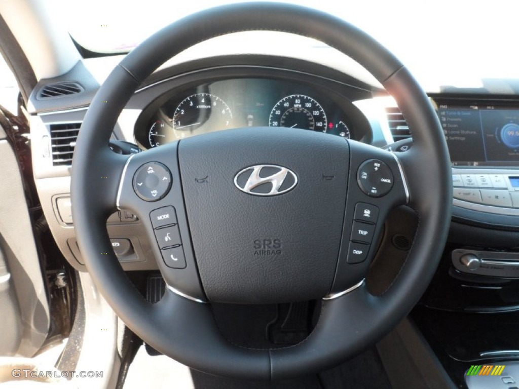 2012 Hyundai Genesis 3.8 Sedan Jet Black Steering Wheel Photo #53835952