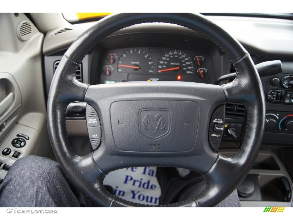 2002 Dodge Dakota SLT Quad Cab 4x4 Taupe Steering Wheel Photo #53844348