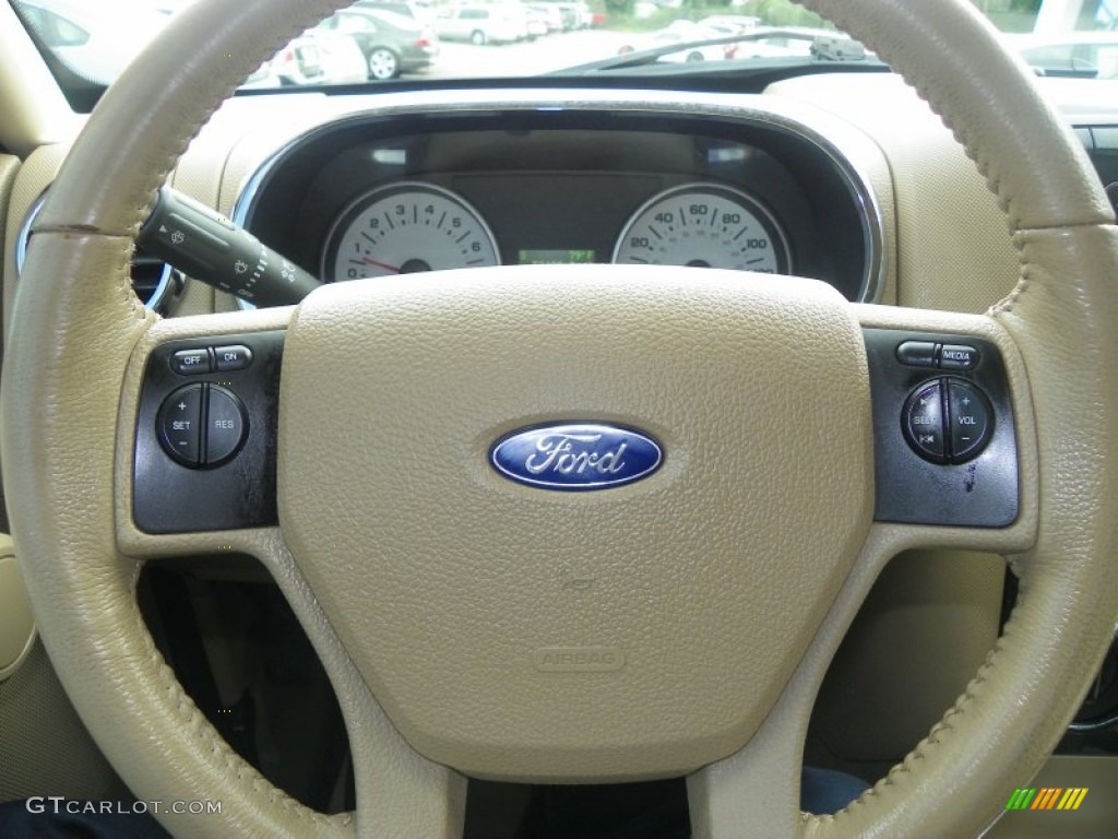 2008 Ford Explorer Sport Trac XLT 4x4 Camel Steering Wheel Photo #53845188