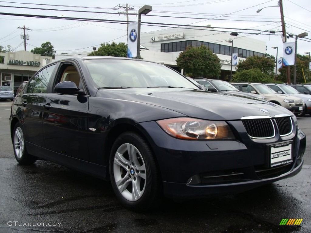 2008 3 Series 328xi Sedan - Monaco Blue Metallic / Beige photo #3