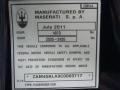 2012 Maserati GranTurismo S Automatic Info Tag