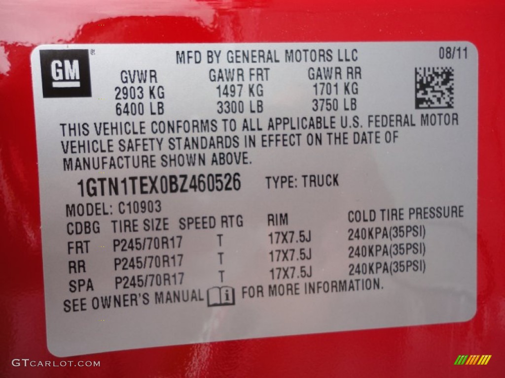 2011 Sierra 1500 Regular Cab - Fire Red / Dark Titanium photo #20
