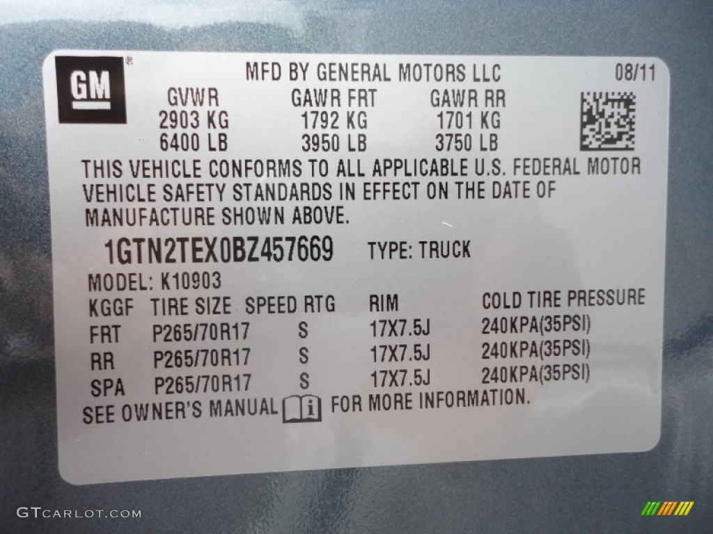 2011 GMC Sierra 1500 Regular Cab 4x4 Info Tag Photo #53848641