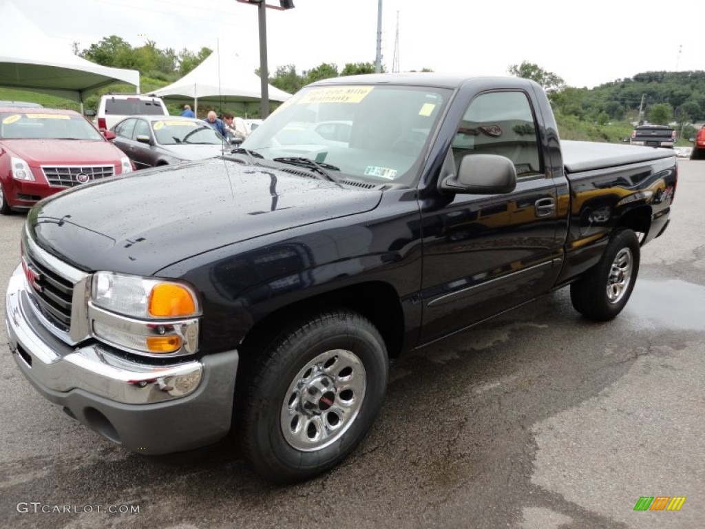 2005 Sierra 1500 SLE Regular Cab 4x4 - Deep Blue Metallic / Dark Pewter photo #4