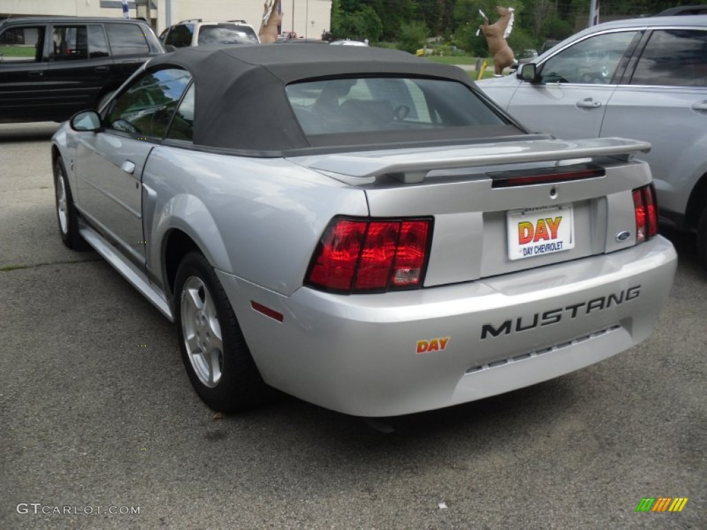 2002 Mustang V6 Convertible - Satin Silver Metallic / Dark Charcoal photo #3