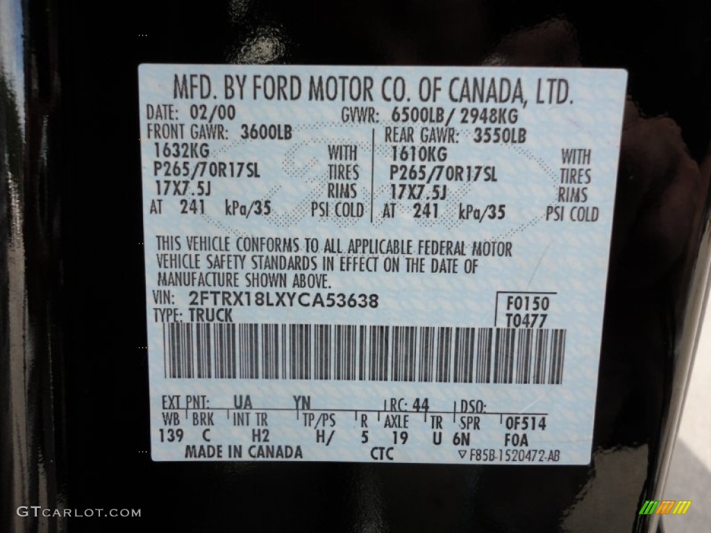 2000 F150 Color Code UA for Black Photo #53851056