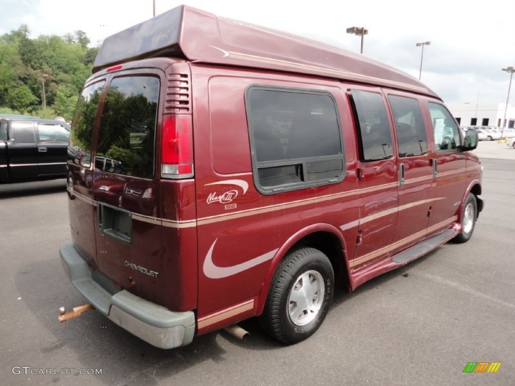 Dark Carmine Red Metallic 1999 Chevrolet Express 1500 Passenger Conversion Van Exterior Photo #53851125