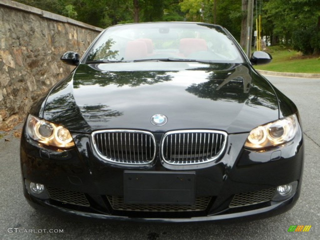 2009 3 Series 335i Convertible - Black Sapphire Metallic / Coral Red/Black Dakota Leather photo #2