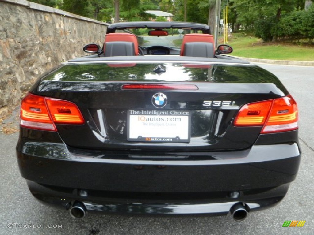 2009 3 Series 335i Convertible - Black Sapphire Metallic / Coral Red/Black Dakota Leather photo #5