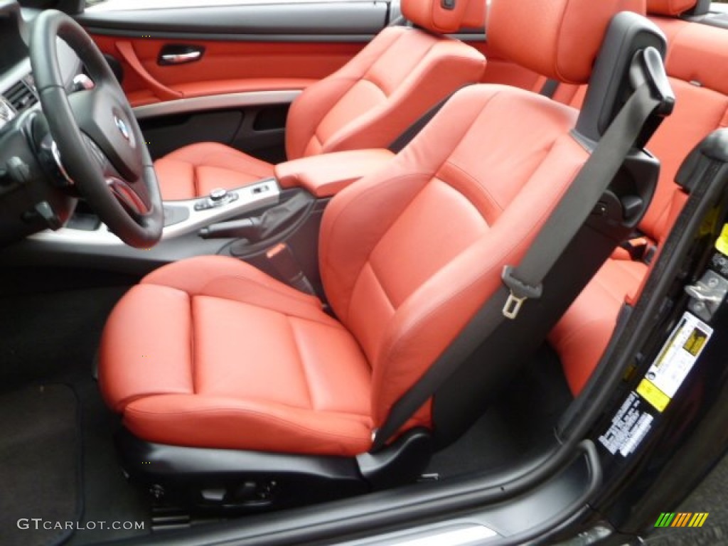 2009 3 Series 335i Convertible - Black Sapphire Metallic / Coral Red/Black Dakota Leather photo #7