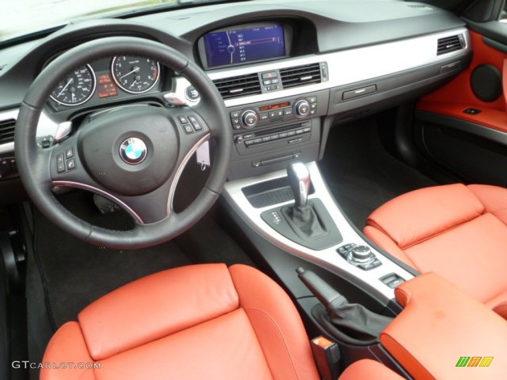 2009 3 Series 335i Convertible - Black Sapphire Metallic / Coral Red/Black Dakota Leather photo #9