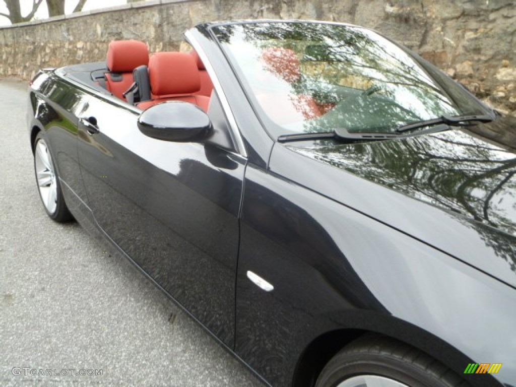 2009 3 Series 335i Convertible - Black Sapphire Metallic / Coral Red/Black Dakota Leather photo #21