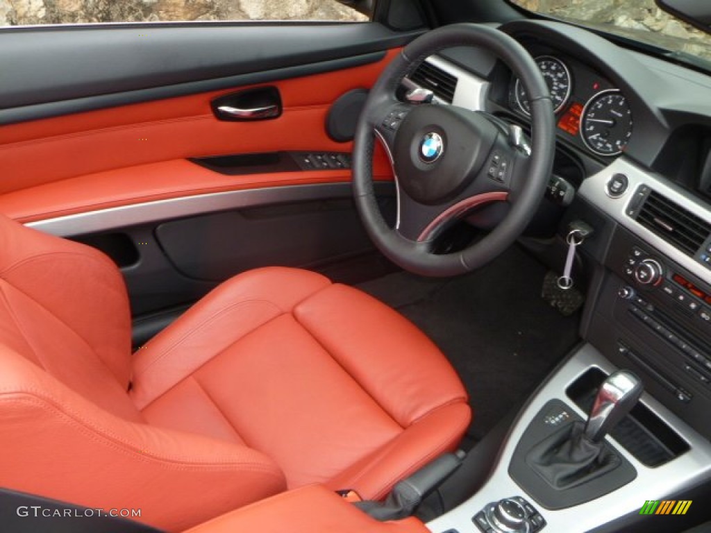2009 3 Series 335i Convertible - Black Sapphire Metallic / Coral Red/Black Dakota Leather photo #26