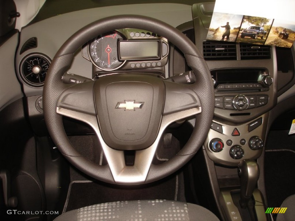 2012 Chevrolet Sonic LS Sedan Jet Black/Dark Titanium Steering Wheel Photo #53853561