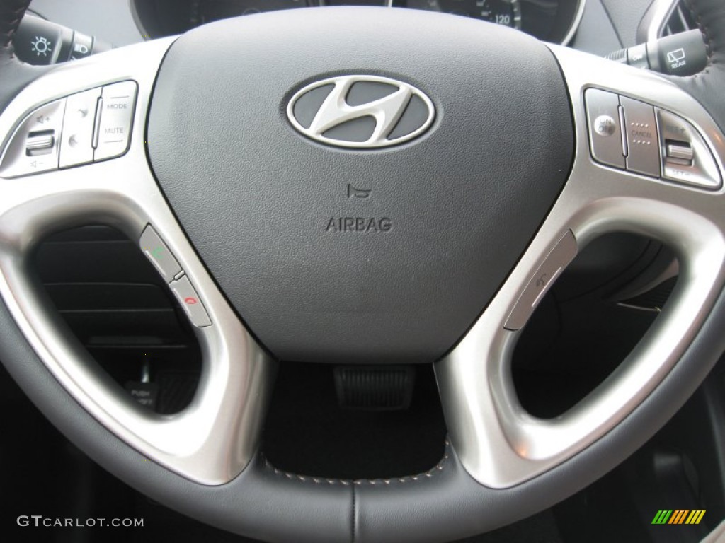2012 Hyundai Tucson Limited Black/Saddle Steering Wheel Photo #53855343