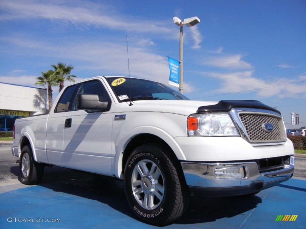 2004 F150 Lariat SuperCab - Oxford White / Tan photo #7
