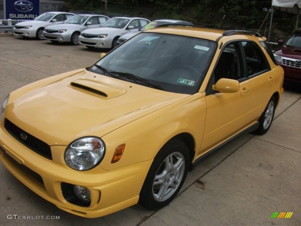2003 Impreza WRX Wagon - Sonic Yellow / Black photo #9
