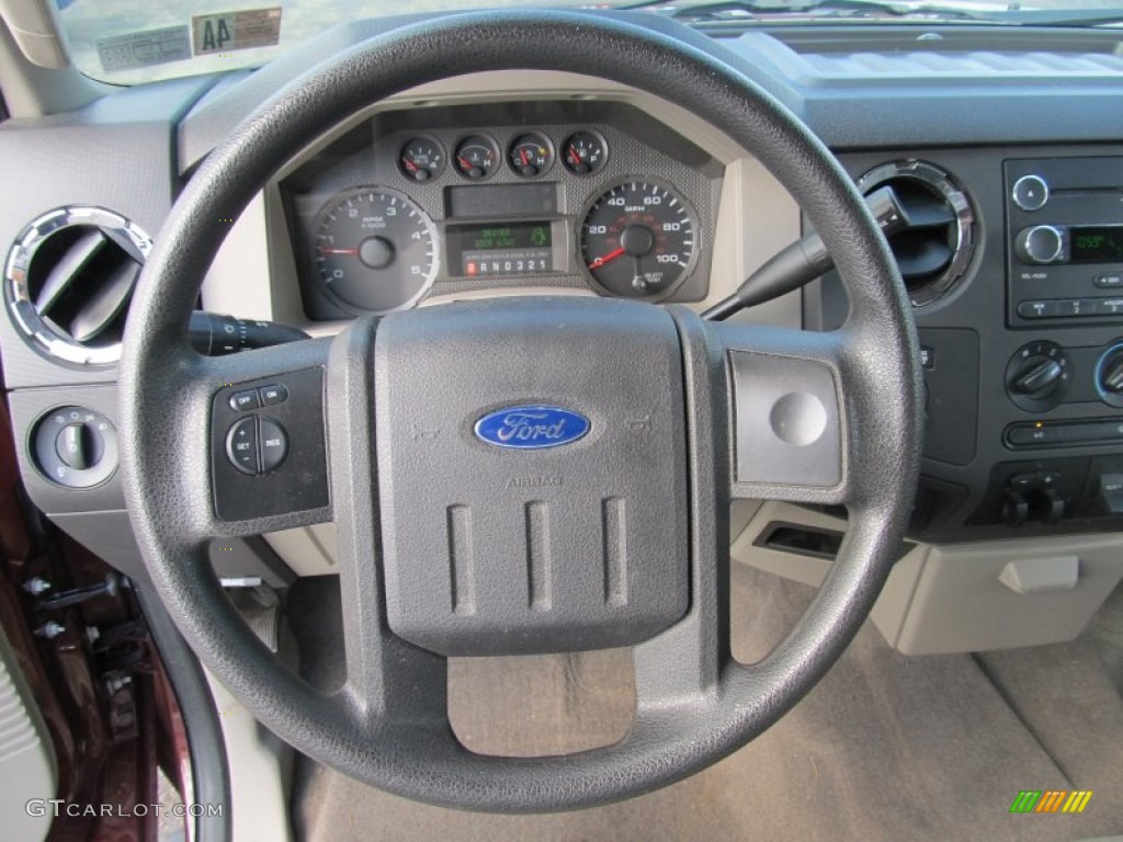2010 Ford F250 Super Duty XLT SuperCab 4x4 Medium Stone Steering Wheel Photo #53865460