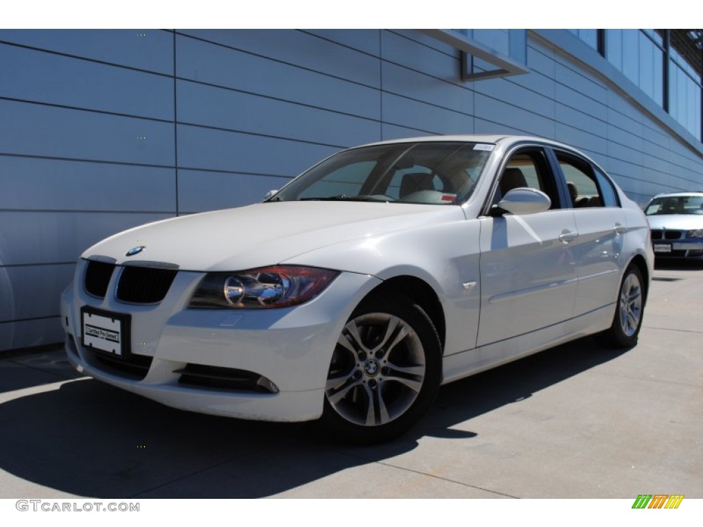 2008 3 Series 328xi Sedan - Alpine White / Beige photo #1