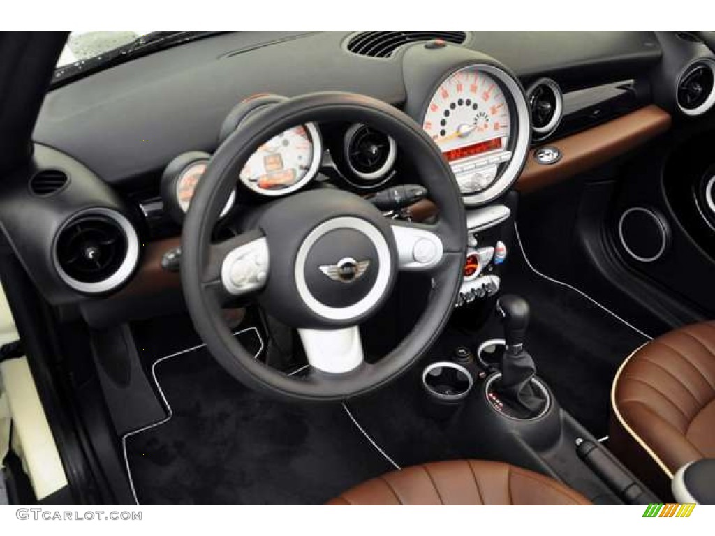 2009 Cooper Convertible - Pepper White / Lounge Hot Chocolate Leather photo #13