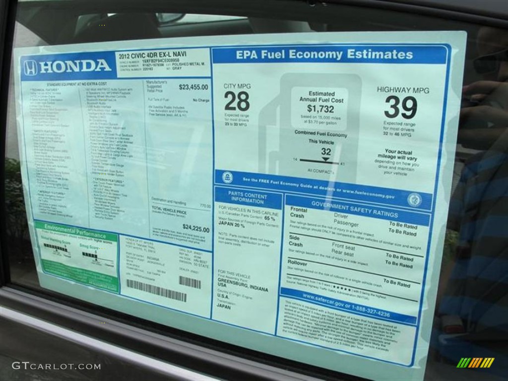 2012 Honda Civic EX-L Sedan Window Sticker Photo #53881652