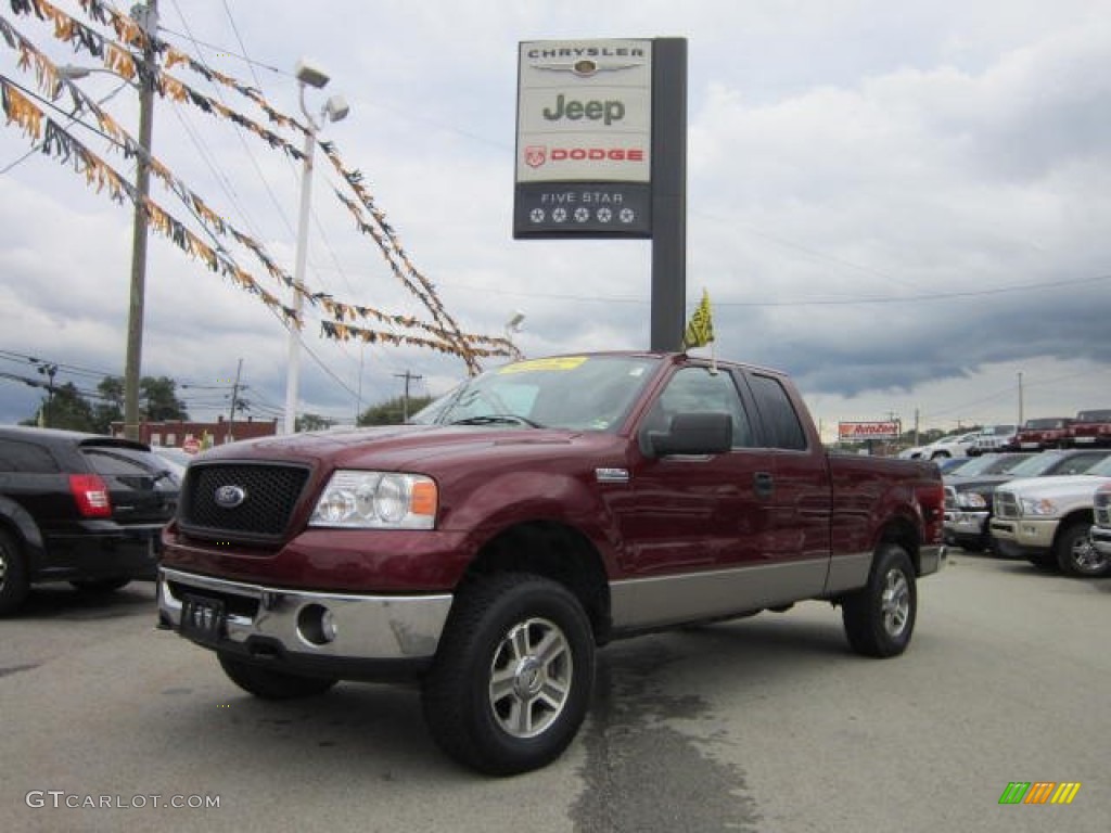 2006 F150 XLT SuperCab 4x4 - Dark Toreador Red Metallic / Tan photo #1