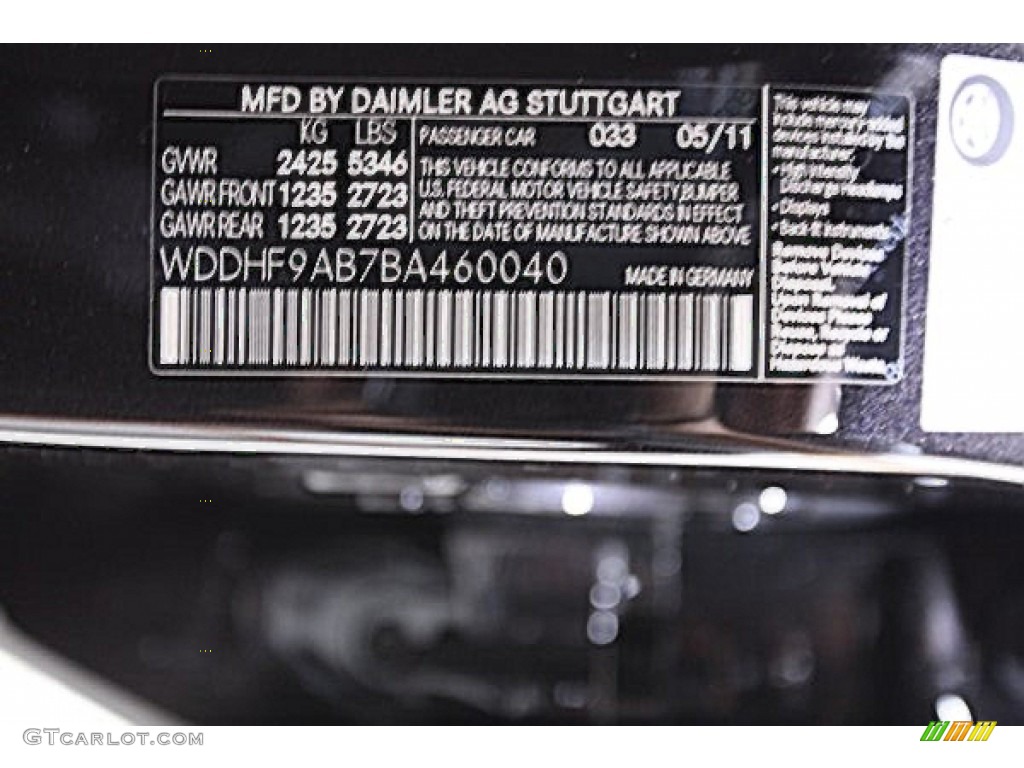 2011 Mercedes-Benz E 550 4Matic Sedan Color Code Photos