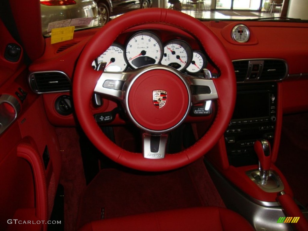 2011 Porsche 911 Turbo S Coupe Carrera Red Steering Wheel Photo #53887787