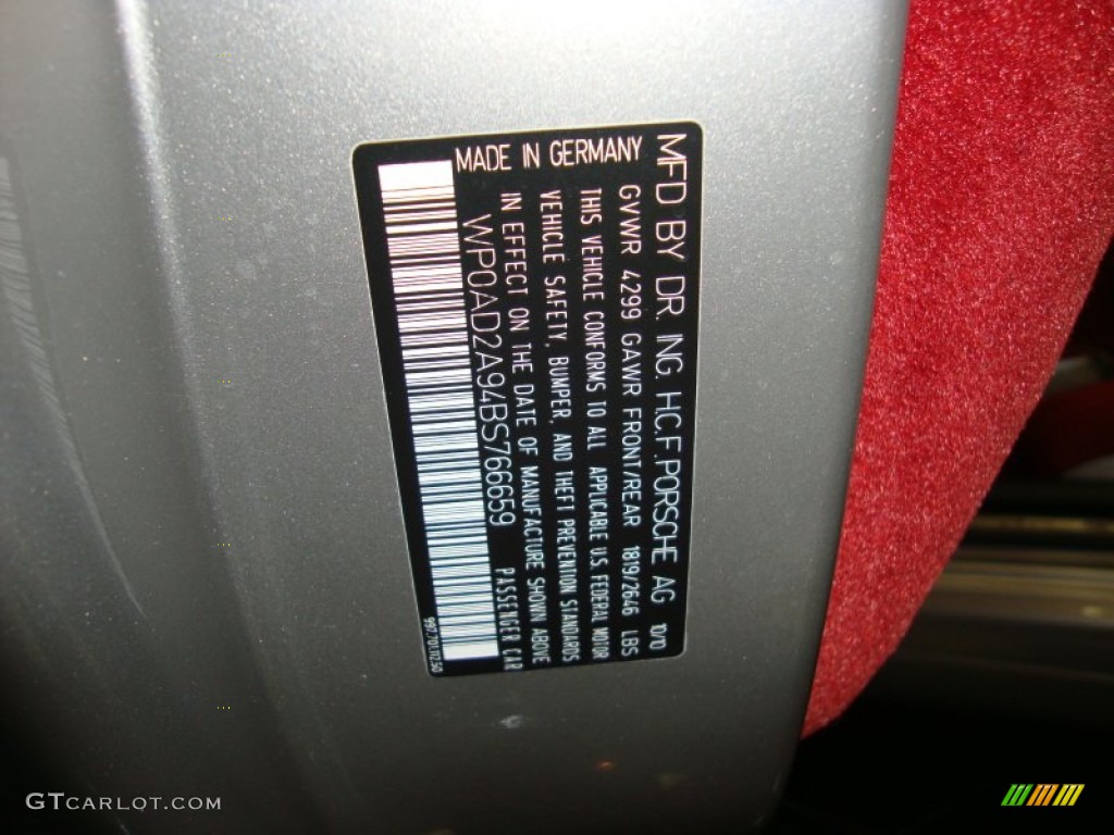 2011 Porsche 911 Turbo S Coupe Info Tag Photo #53887832