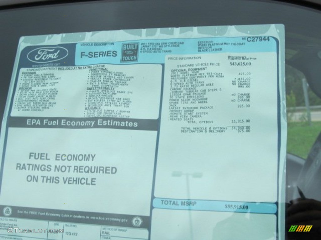 2011 Ford F350 Super Duty Lariat Crew Cab Dually Window Sticker Photo #53891267