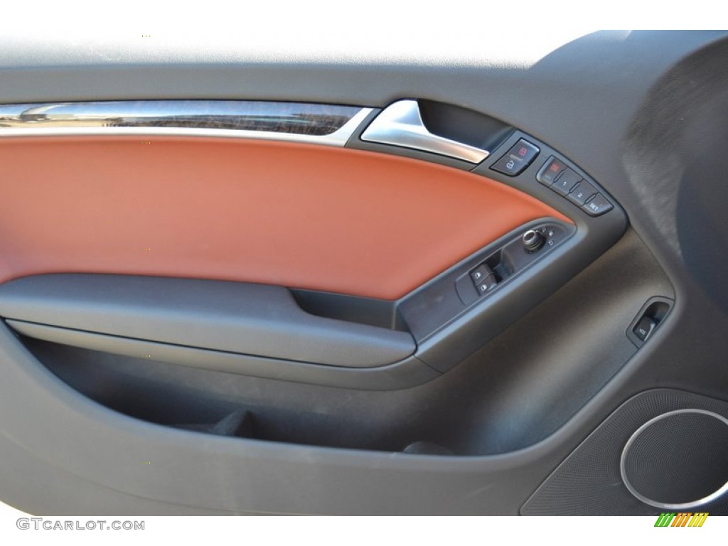 2009 Audi S5 4.2 quattro Tuscan Brown Silk Nappa Leather Door Panel Photo #53892032