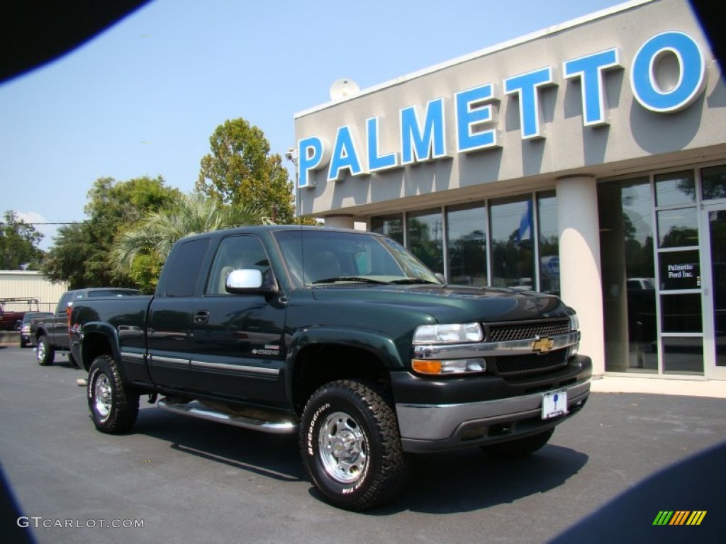 2001 Silverado 2500HD LT Extended Cab 4x4 - Forest Green Metallic / Tan photo #27