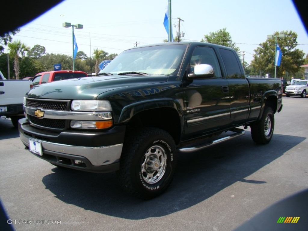 2001 Silverado 2500HD LT Extended Cab 4x4 - Forest Green Metallic / Tan photo #29